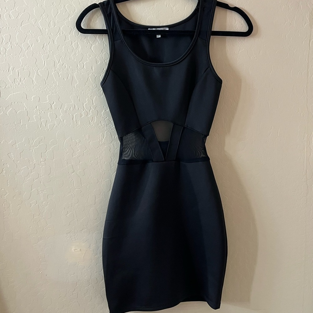 Black and Mesh Body-Con Dress